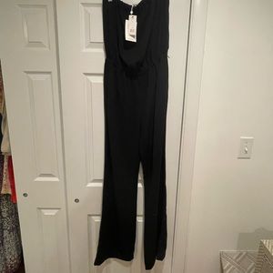 Joie black strapless full length pant suit